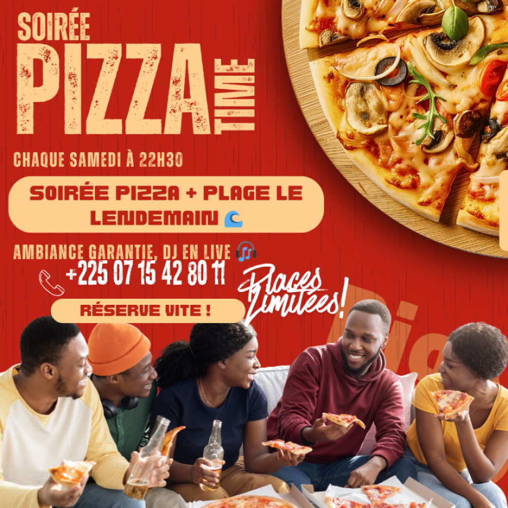 SOIRÉE PIZZA TIME – Auberge de Bassam